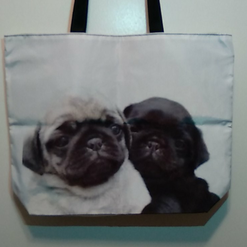 New- Tote Bag- Shoulder Bag- Pug- Black Pug